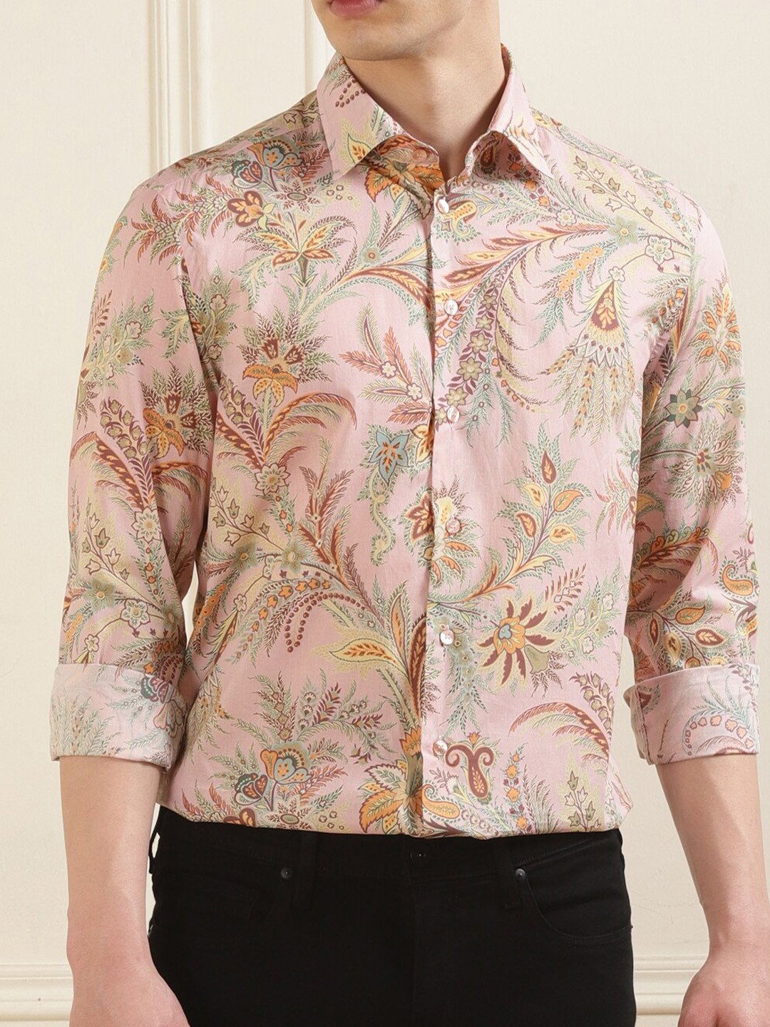 

ETRO Men Slim Fit Floral Opaque Printed Formal Shirt, Pink