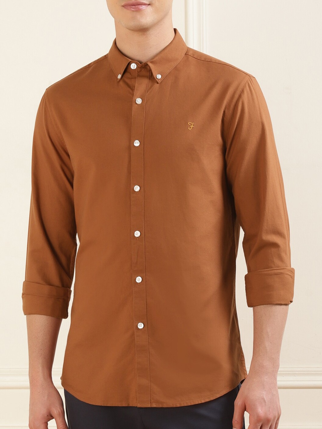 

Farah Men Slim Fit Opaque Casual Shirt, Brown