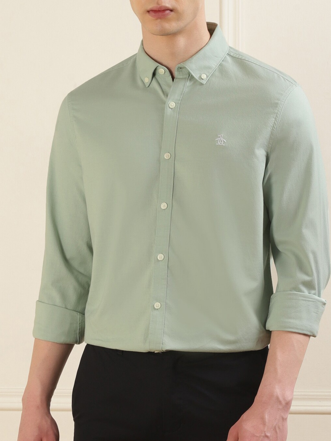 

Original Penguin Men Slim Fit Opaque Casual Shirt, Green