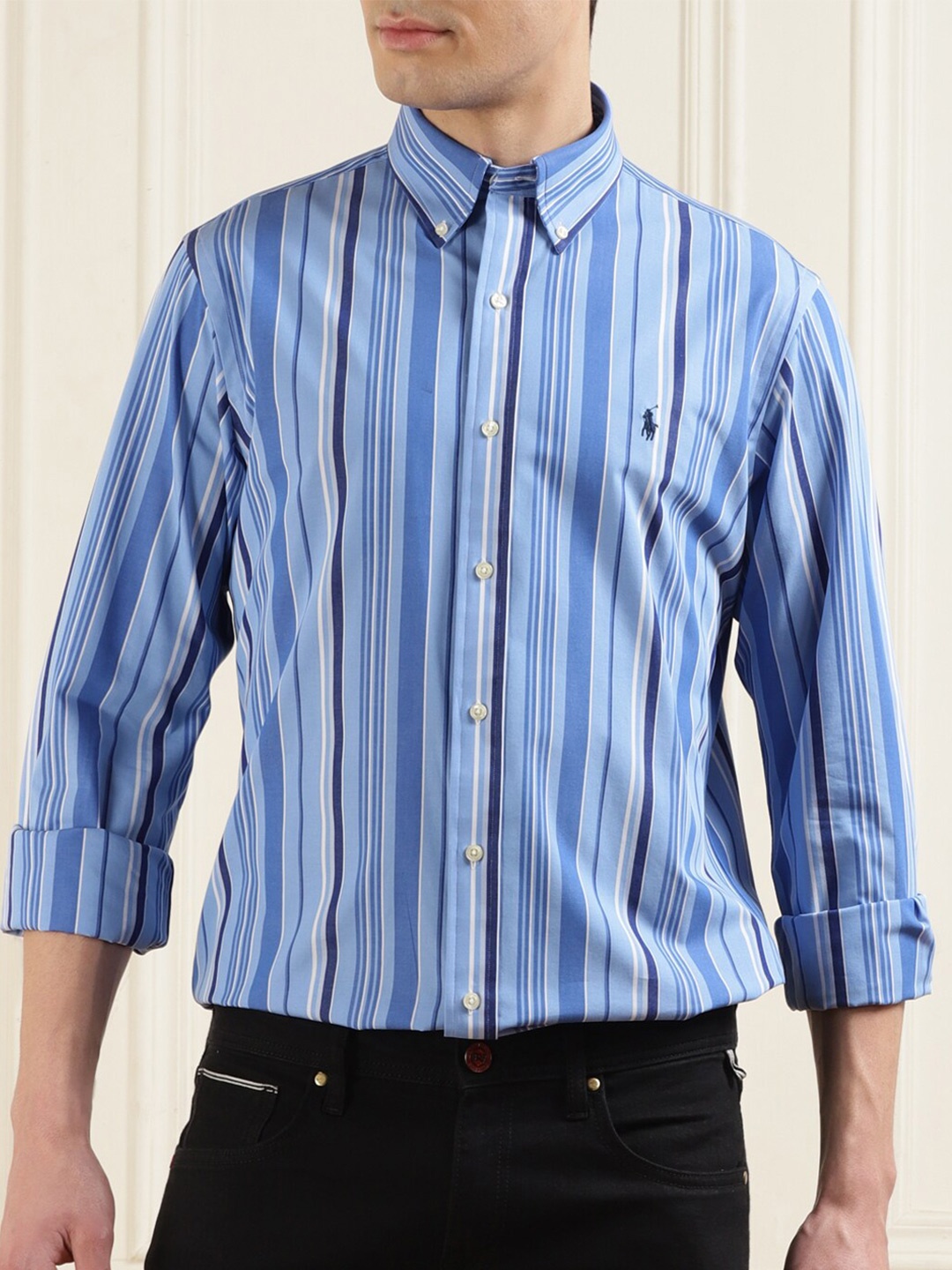 

Polo Ralph Lauren Striped Slim-Fit Shirt, Blue