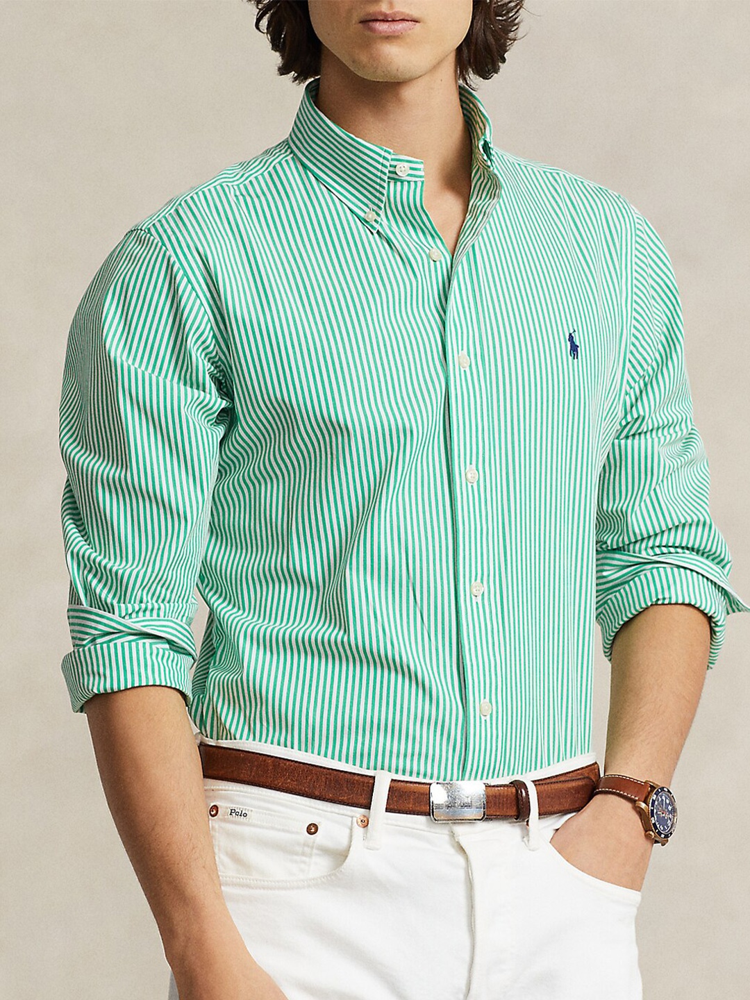 

Polo Ralph Lauren Striped Button-Down Collar Shirt, Green