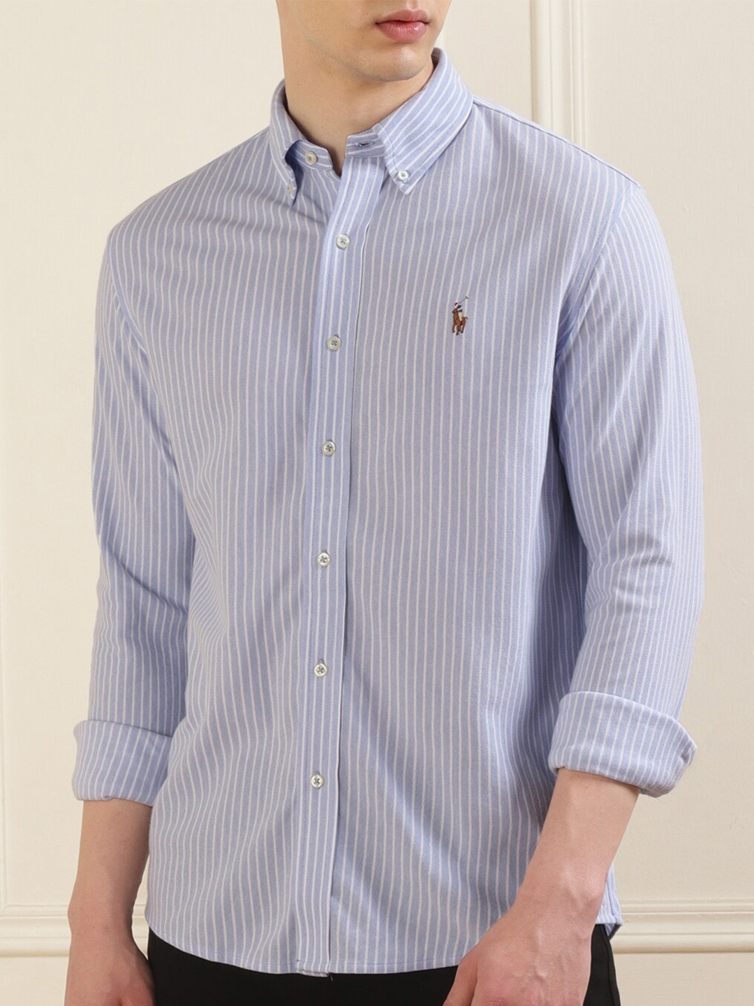 

Polo Ralph Lauren Striped Pure Cotton Slim-Fit Shirt, Blue