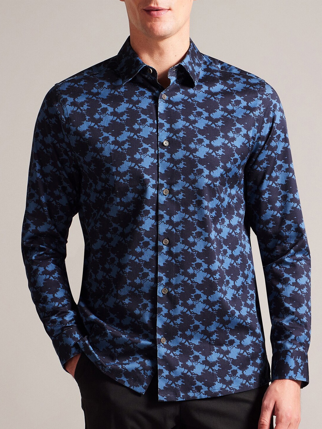 

Ted Baker Men Slim Fit Floral Opaque Printed Casual Shirt, Navy blue