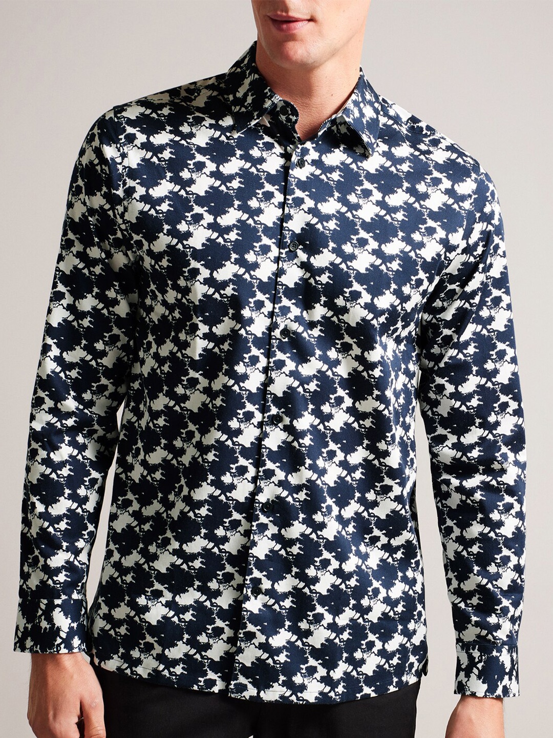 

Ted Baker Men Slim Fit Floral Opaque Printed Casual Shirt, Navy blue