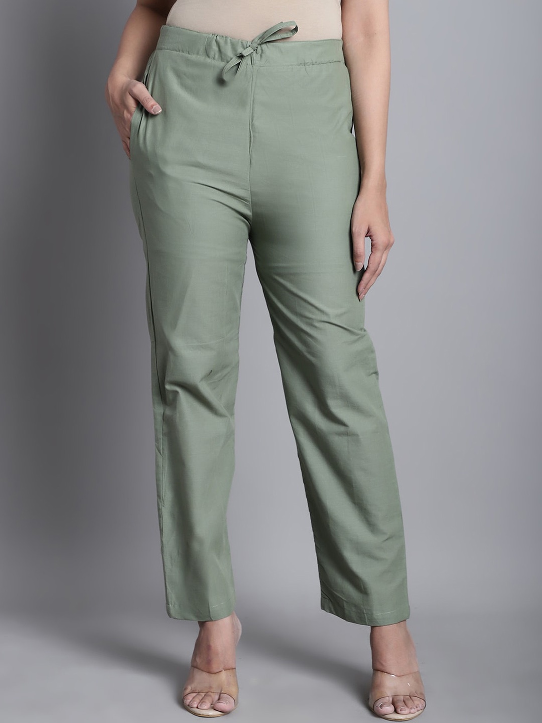 

Aarsha Women Relaxed Straight Leg Trousers, Olive