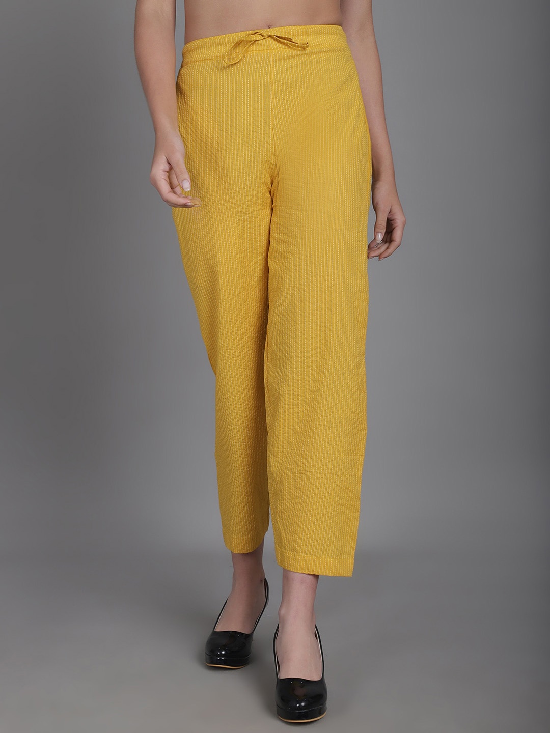 

Aarsha Women Relaxed Straight Leg Trousers, Yellow