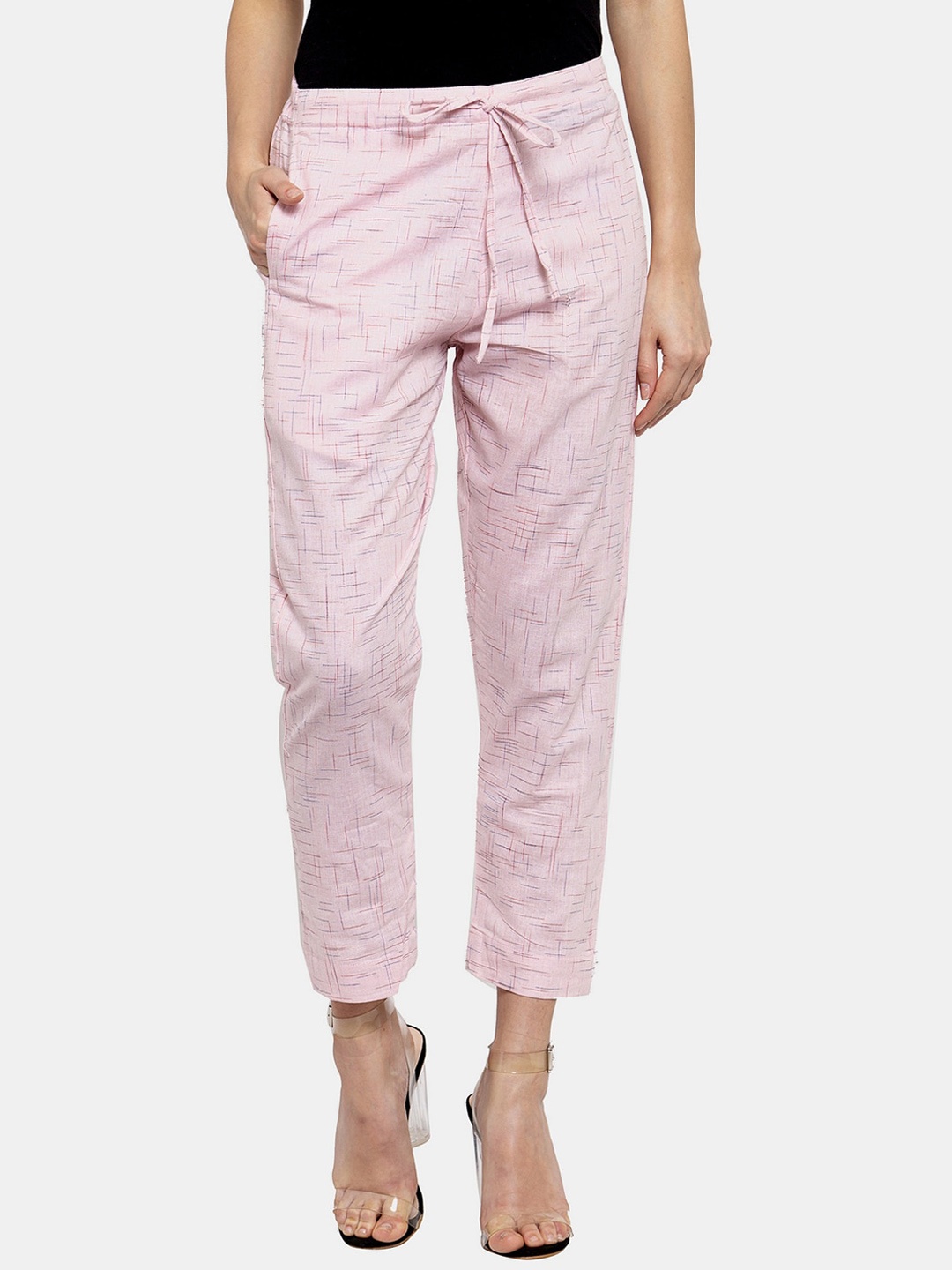 

Aarsha Women Printed Relaxed Straight Leg Trousers, Pink