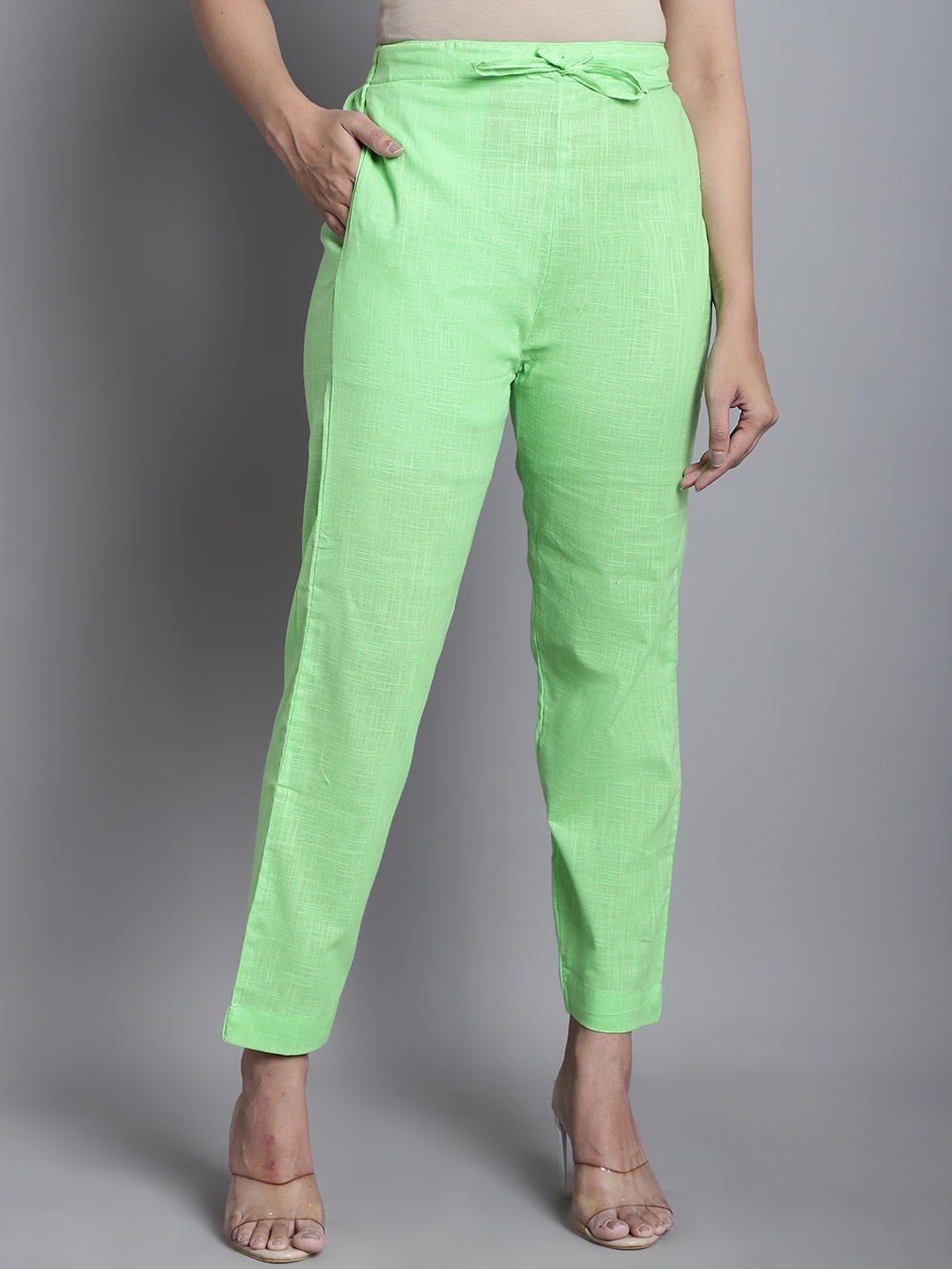 

Aarsha Women Relaxed Straight Leg Pleated Trousers, Green