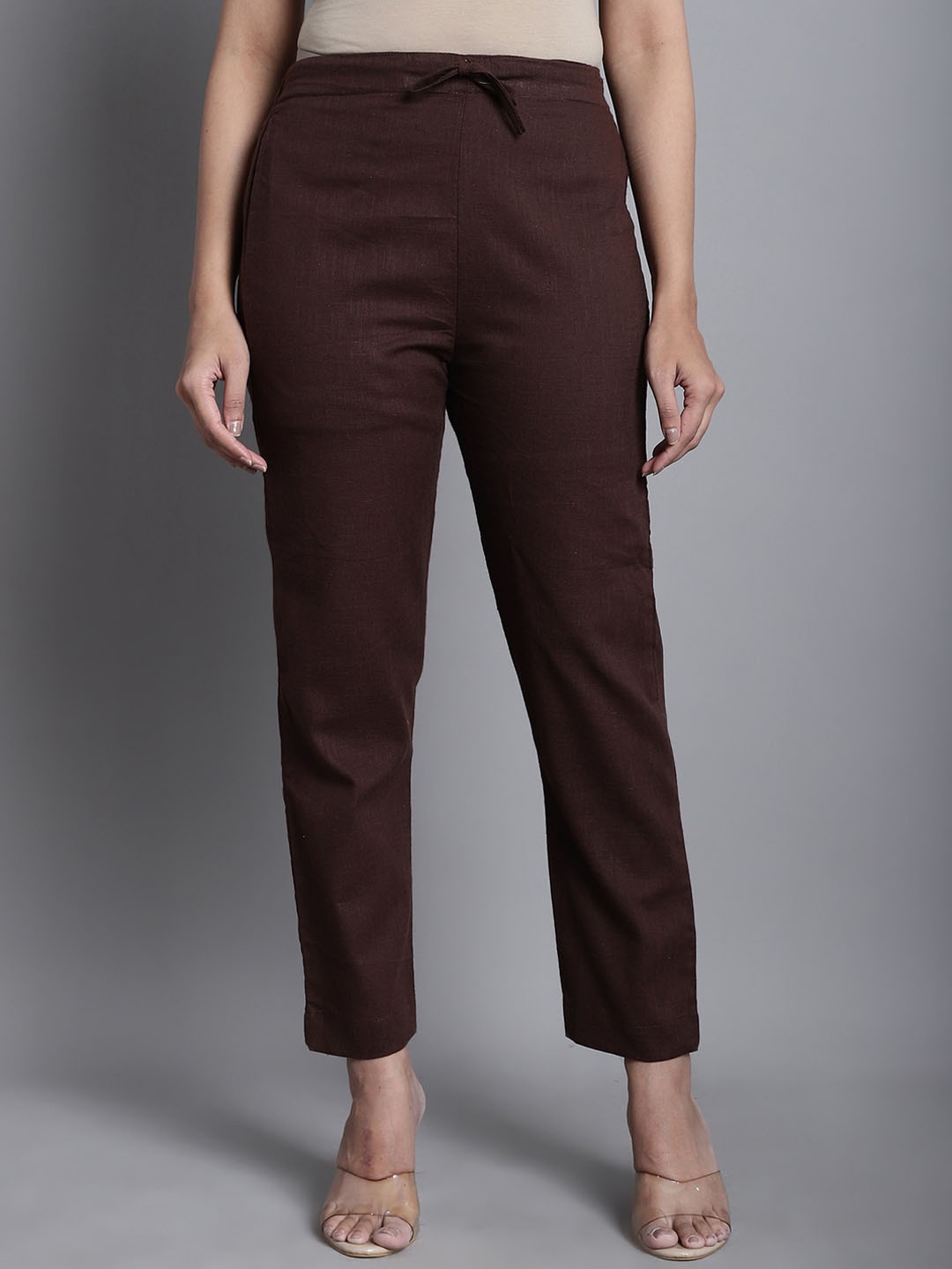 

Aarsha Women Relaxed Straight Leg Trousers, Brown