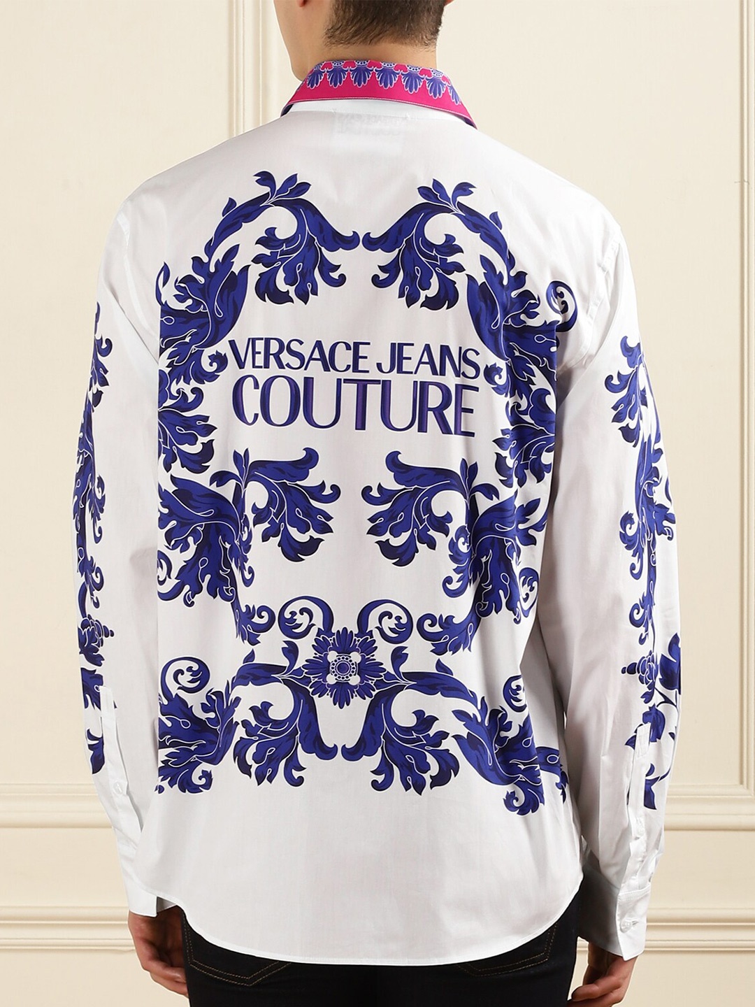 

Versace Jeans Couture Men Slim Fit Opaque Printed Casual Shirt, White