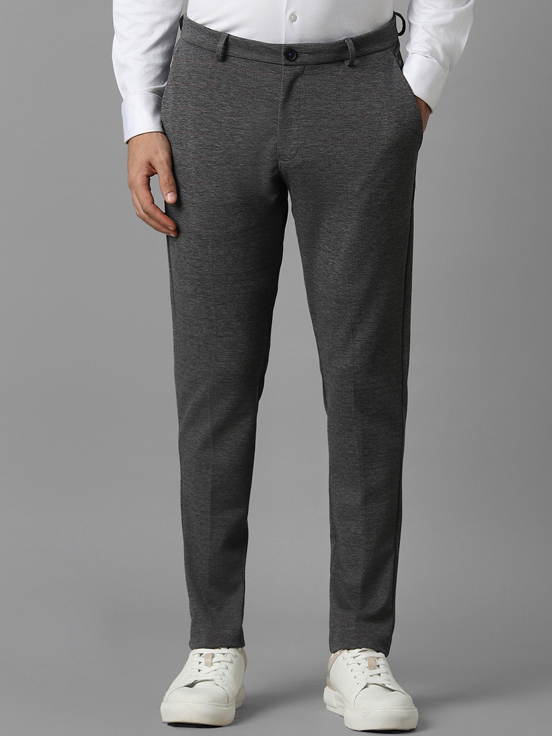 

Louis Philippe Sport Men Textured Slim Fit Trousers, Grey
