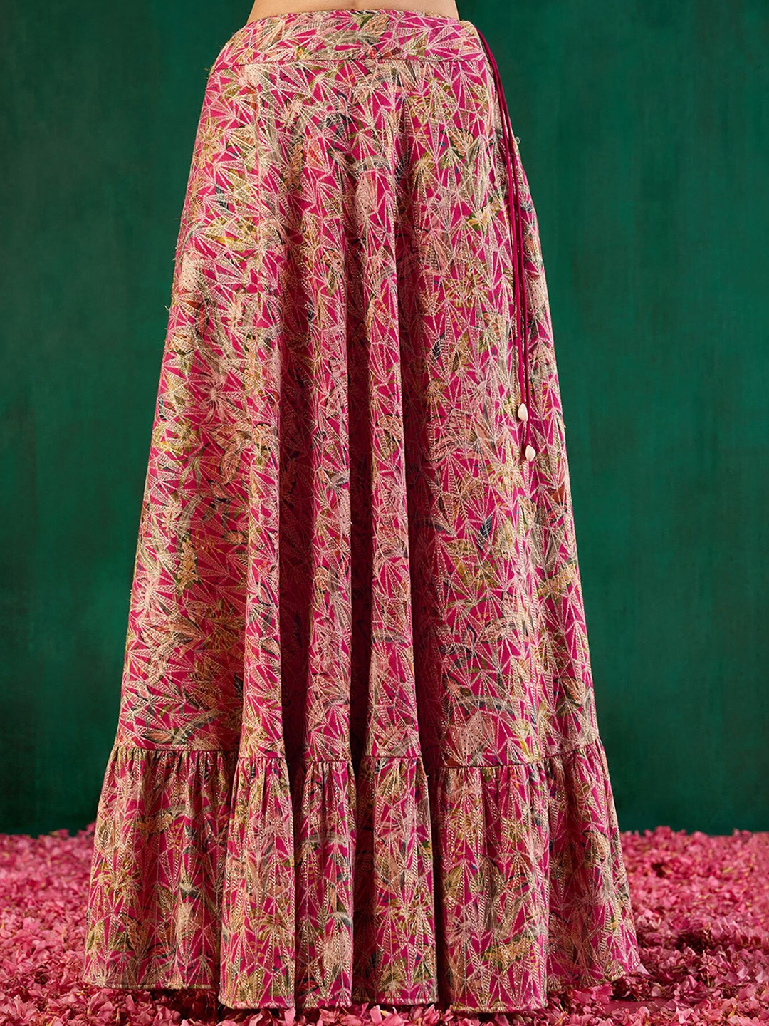 

Gajra Gang Printed Maxi Flared Skirt, Pink