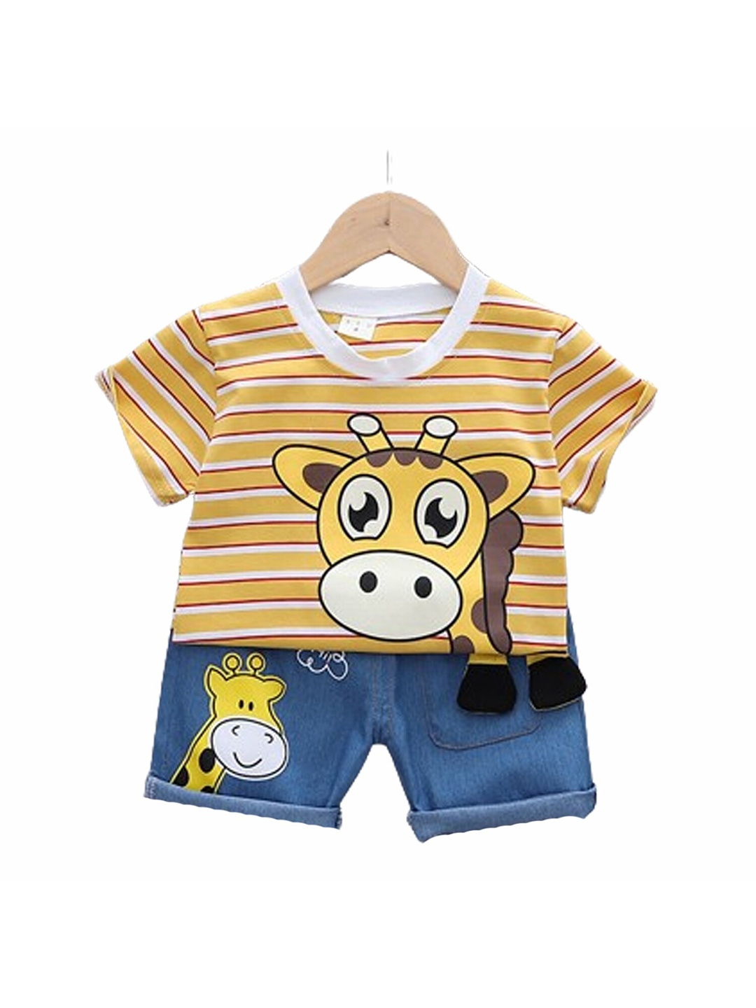 

BAESD Boys Striped T-shirt with Shorts, Yellow