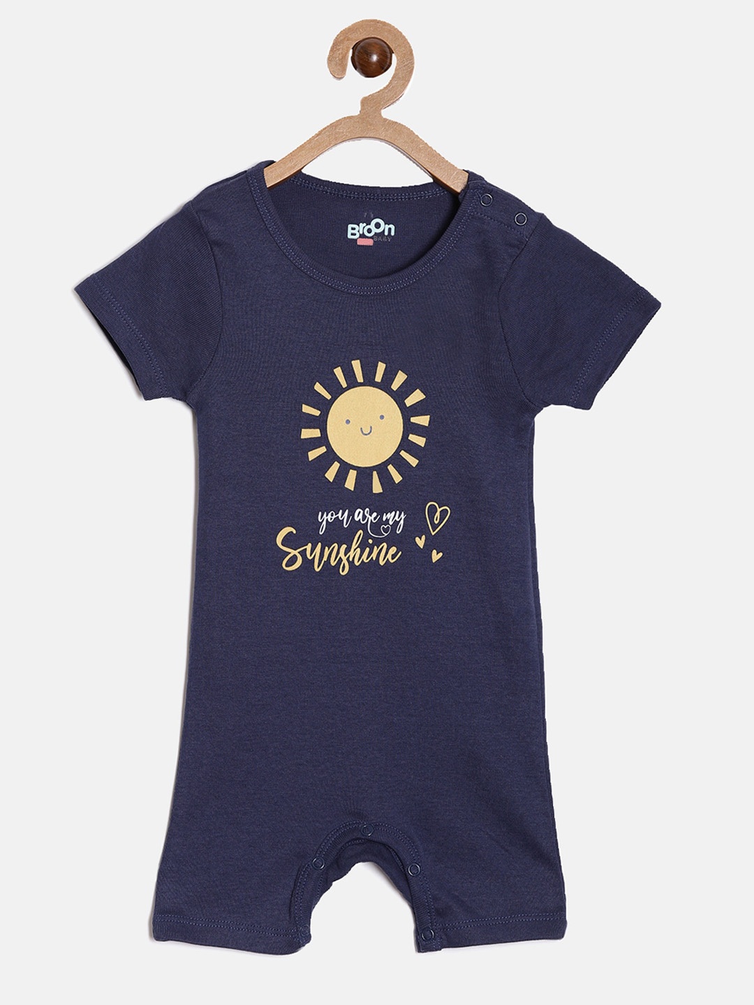 

Broon Infant Boys Printed Cotton Romper, Navy blue
