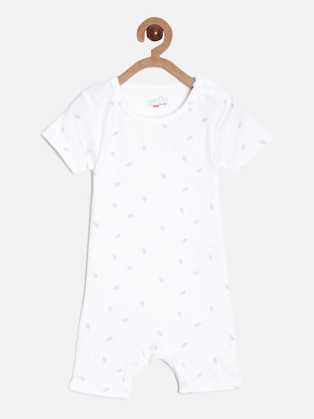 

Broon Infant Boys Printed Organic Cotton Romper, White