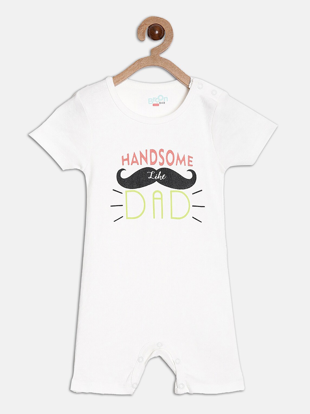 

Broon Infant Boys Printed Organic Cotton Romper, White