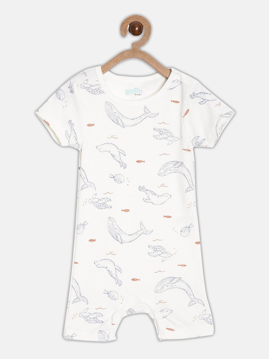 

Broon Infant Boys Printed Organic Cotton Romper, White