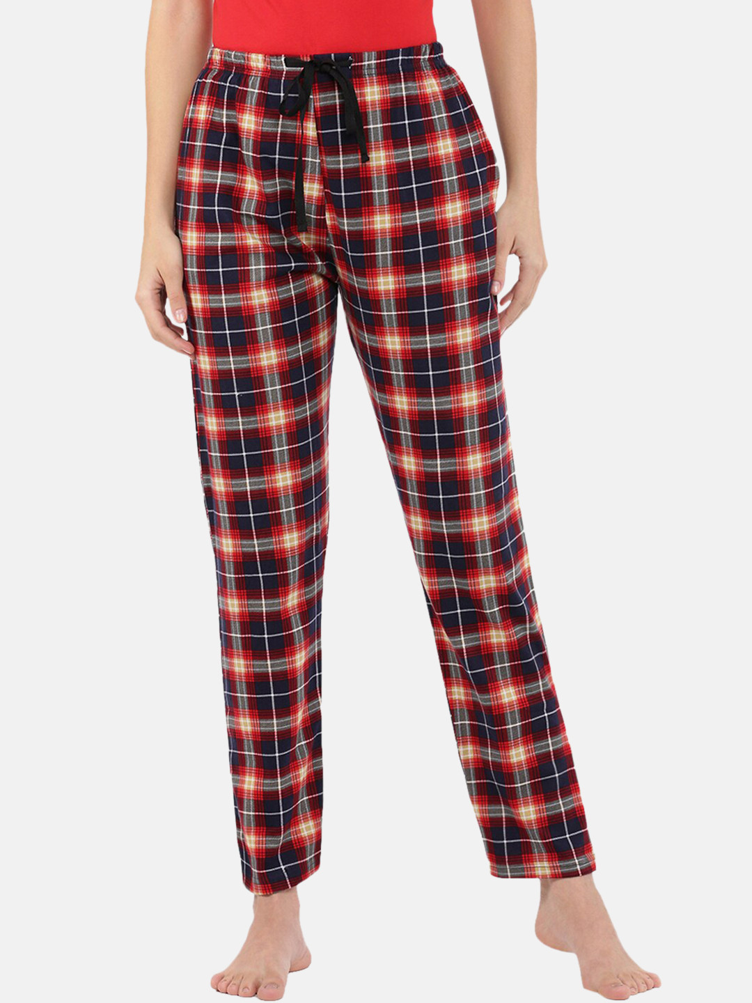 

9shines Lable Hosiery Cotton Printed Lounge Pants With Convenient Pockets, Red