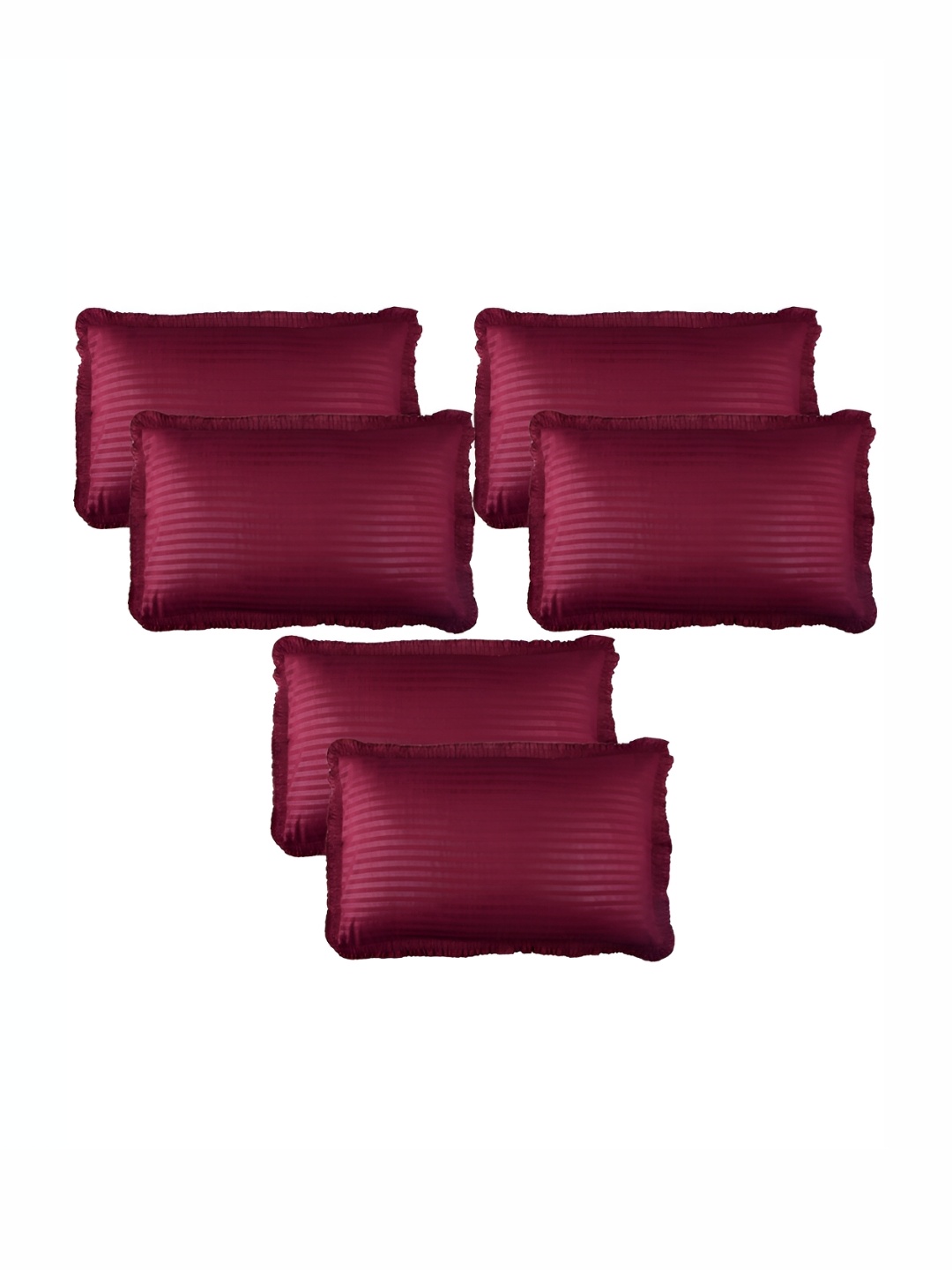 

Kuber Industries Maroon 6 Pieces Striped Pure Cotton Rectangle Pillow Covers