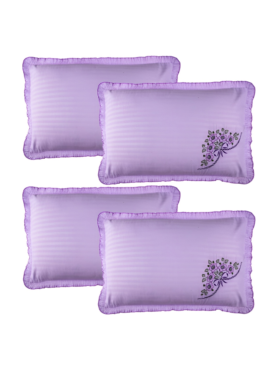 

Kuber Industries Purple 4 Pieces Embroidered Pure Cotton Rectangle Pillow Covers