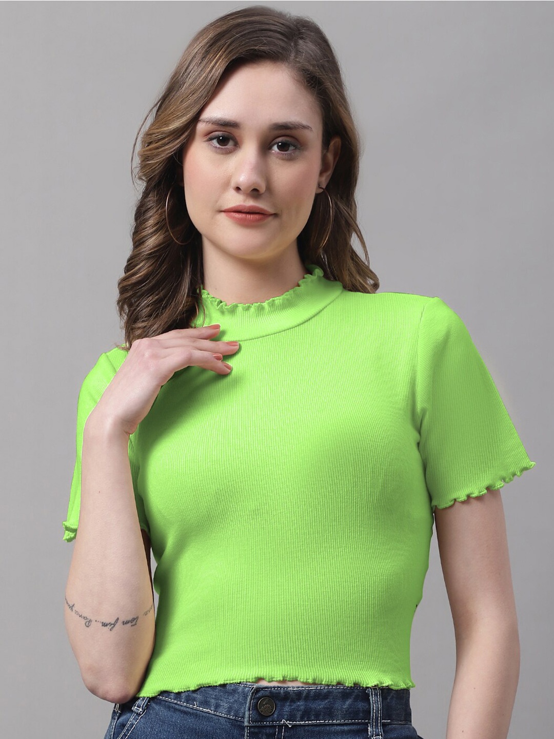 

FBAR Cotton Crop Top, Fluorescent green