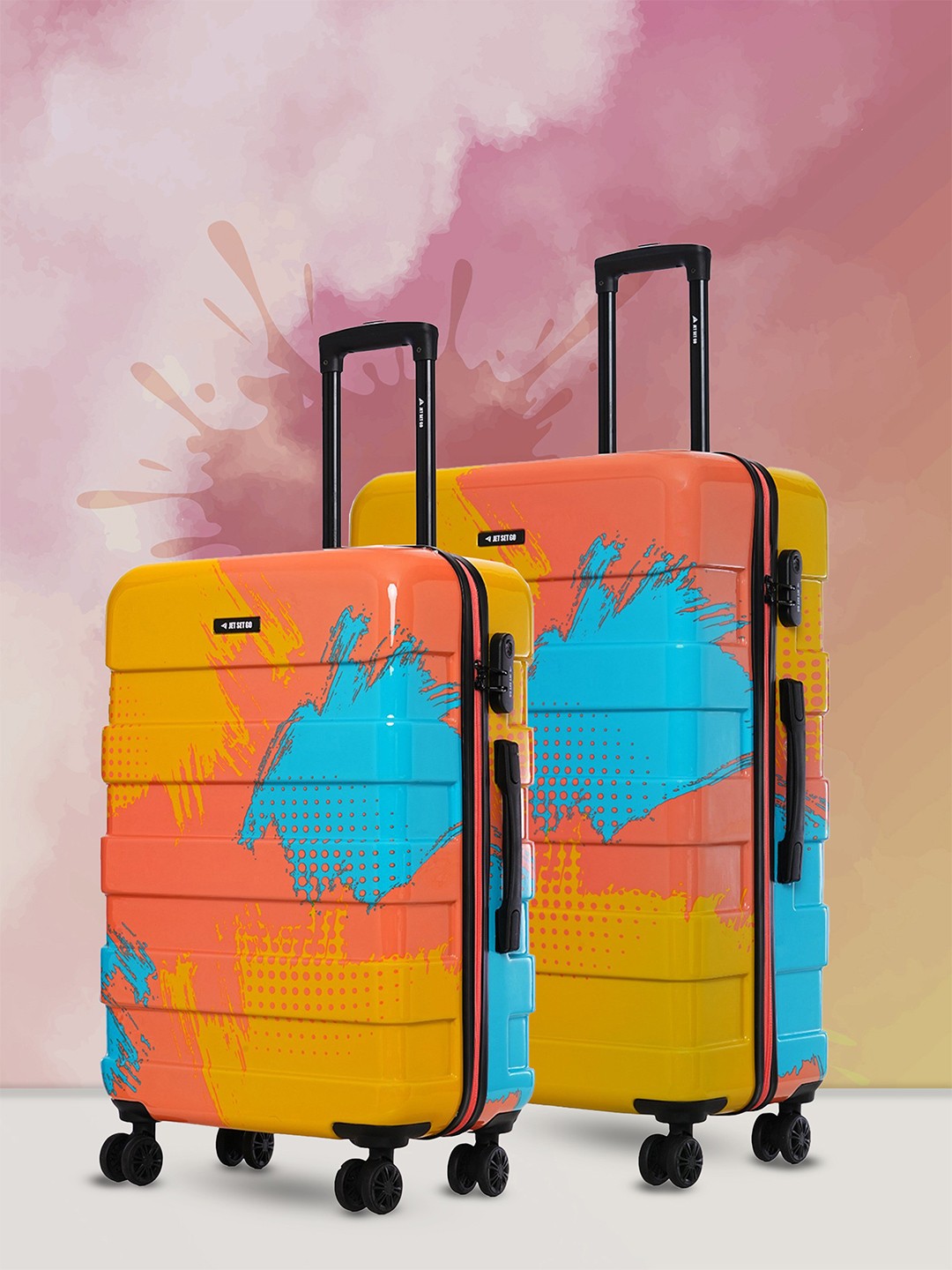 

Nasher Miles Real Set Of 2 Printed Hard Sided Trolley Bags, Blue