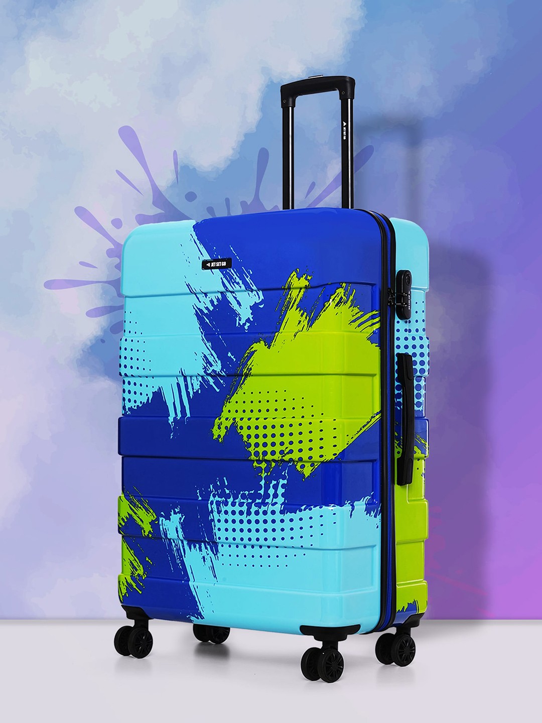 

Nasher Miles Jet Set Go Real Printed Hard-Sided Large Trolley Bag 75cm, Blue