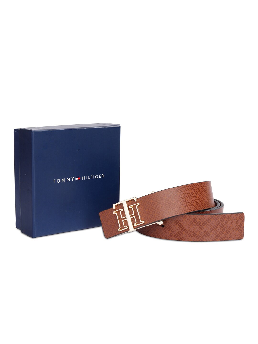 

Tommy Hilfiger Men Printed Leather Belt, Tan