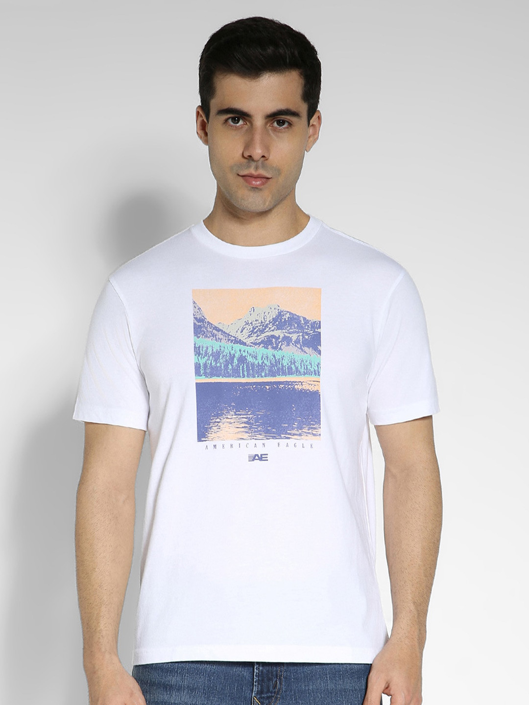 

AMERICAN EAGLE OUTFITTERS Men Printed Applique T-shirt, White