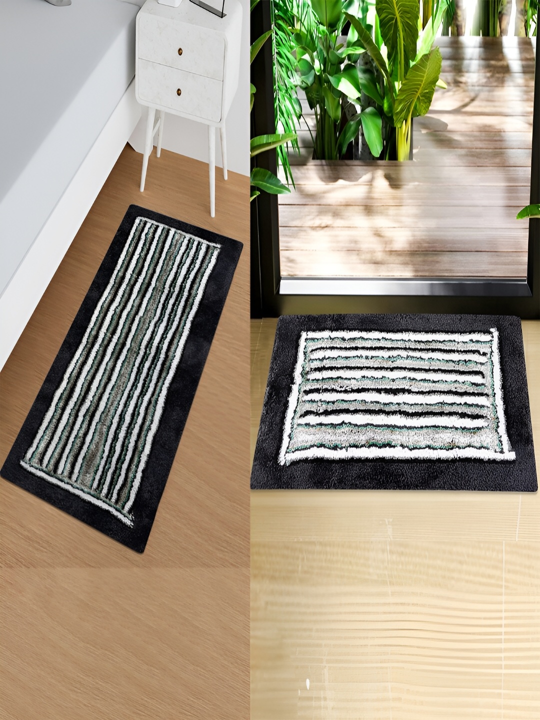 

Kuber Industries Grey Striped Anti-Runner & Doormats