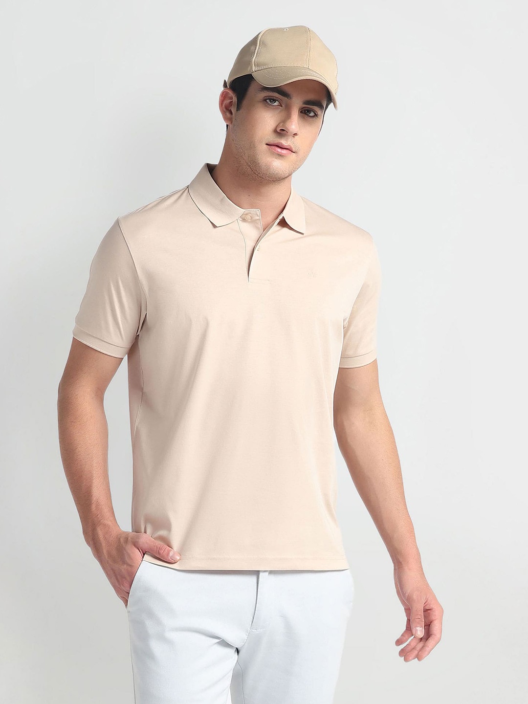 

Arrow Men Polo Collar Pockets T-shirt, Beige