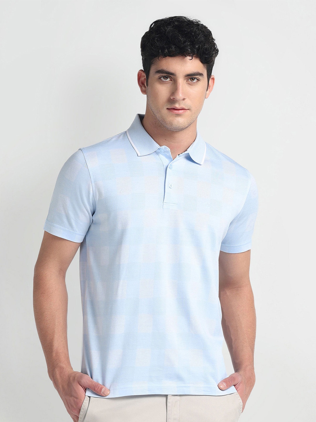 

Arrow Men Striped Polo Collar T-shirt, Blue