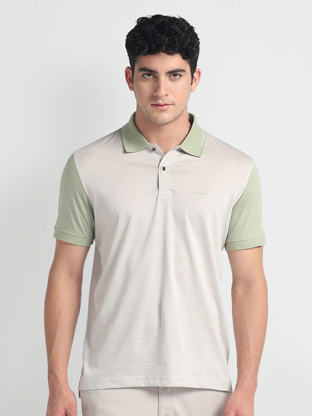 

Arrow New York Men Polo Collar Pockets T-shirt, Grey