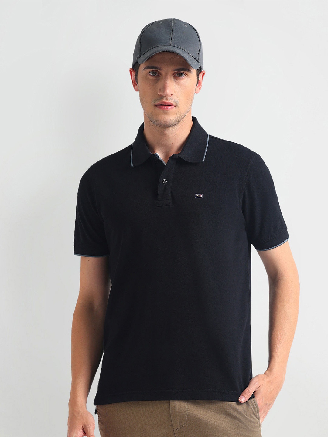 

Arrow Sport Men Polo Collar T-shirt, Black