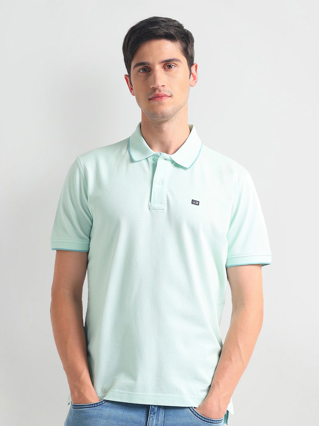 

Arrow Sport Men Polo Collar T-shirt, Green