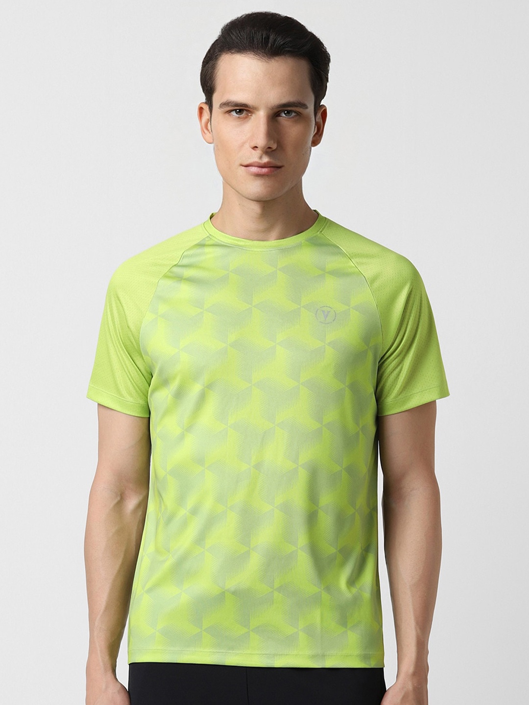 

Van Heusen Flex Men Floral Printed Slim Fit T-shirt, Green