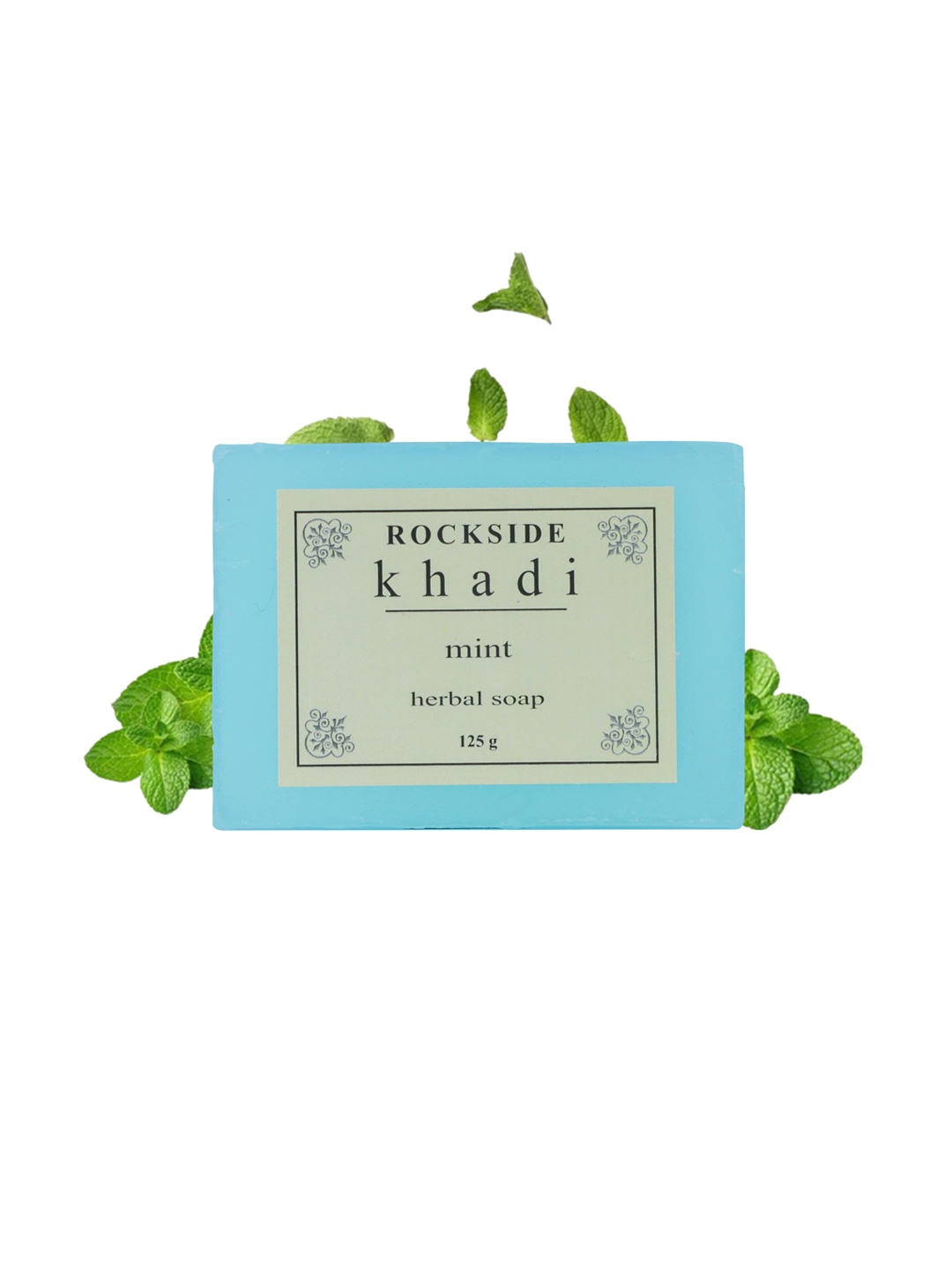 

ROCKSIDE KHADI Set Of 4 Mint Herbal Soap - 125g Each, Navy blue
