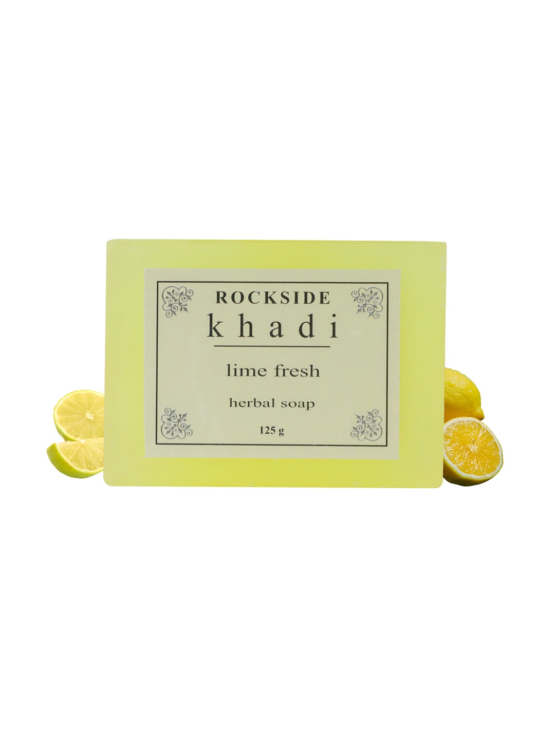 

ROCKSIDE KHADI Set Of 4 Lime Fresh Herbal Soap - 125g Each, Yellow