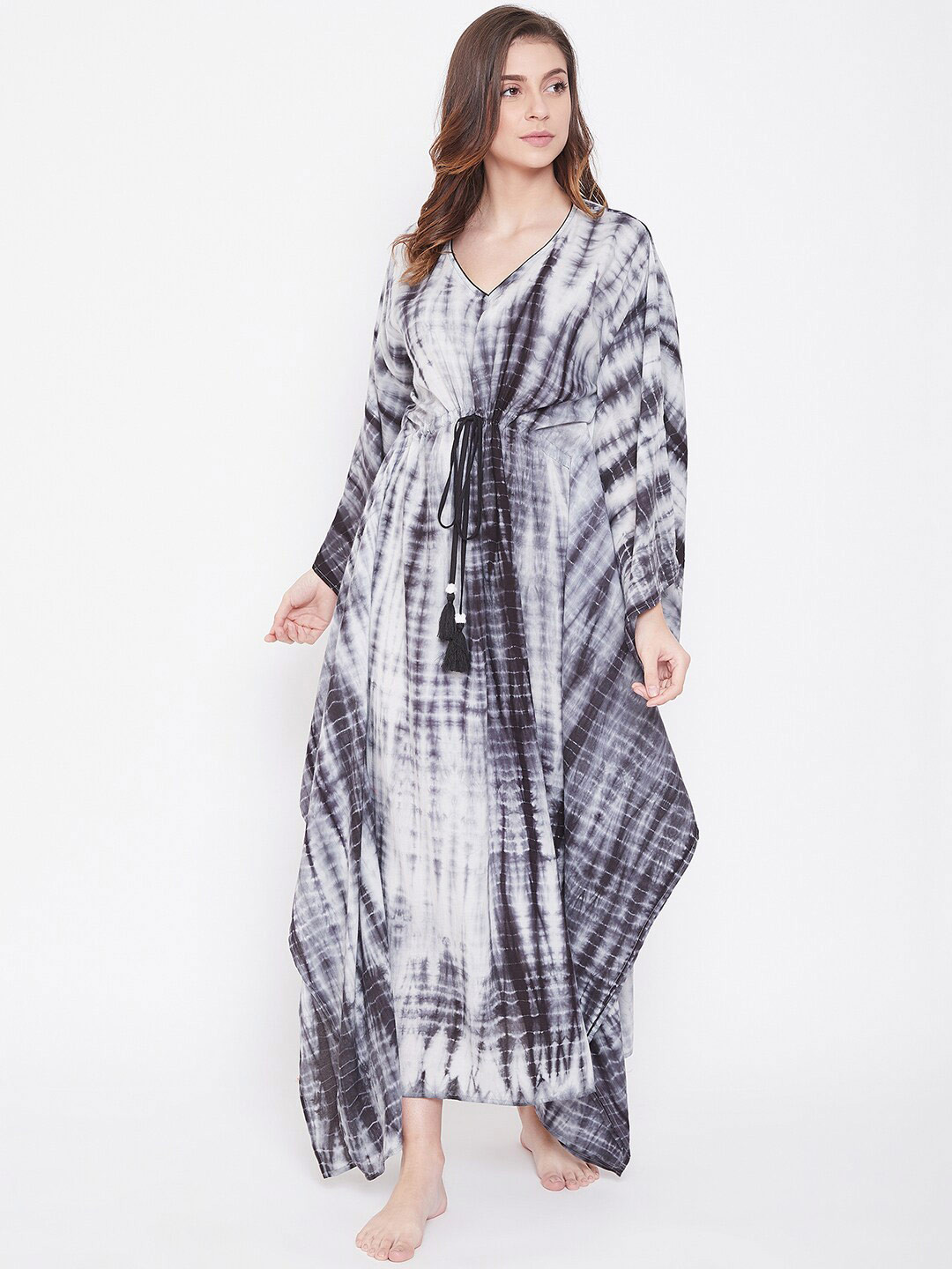 

The Kaftan Company Printed Maxi Nightdress, Black