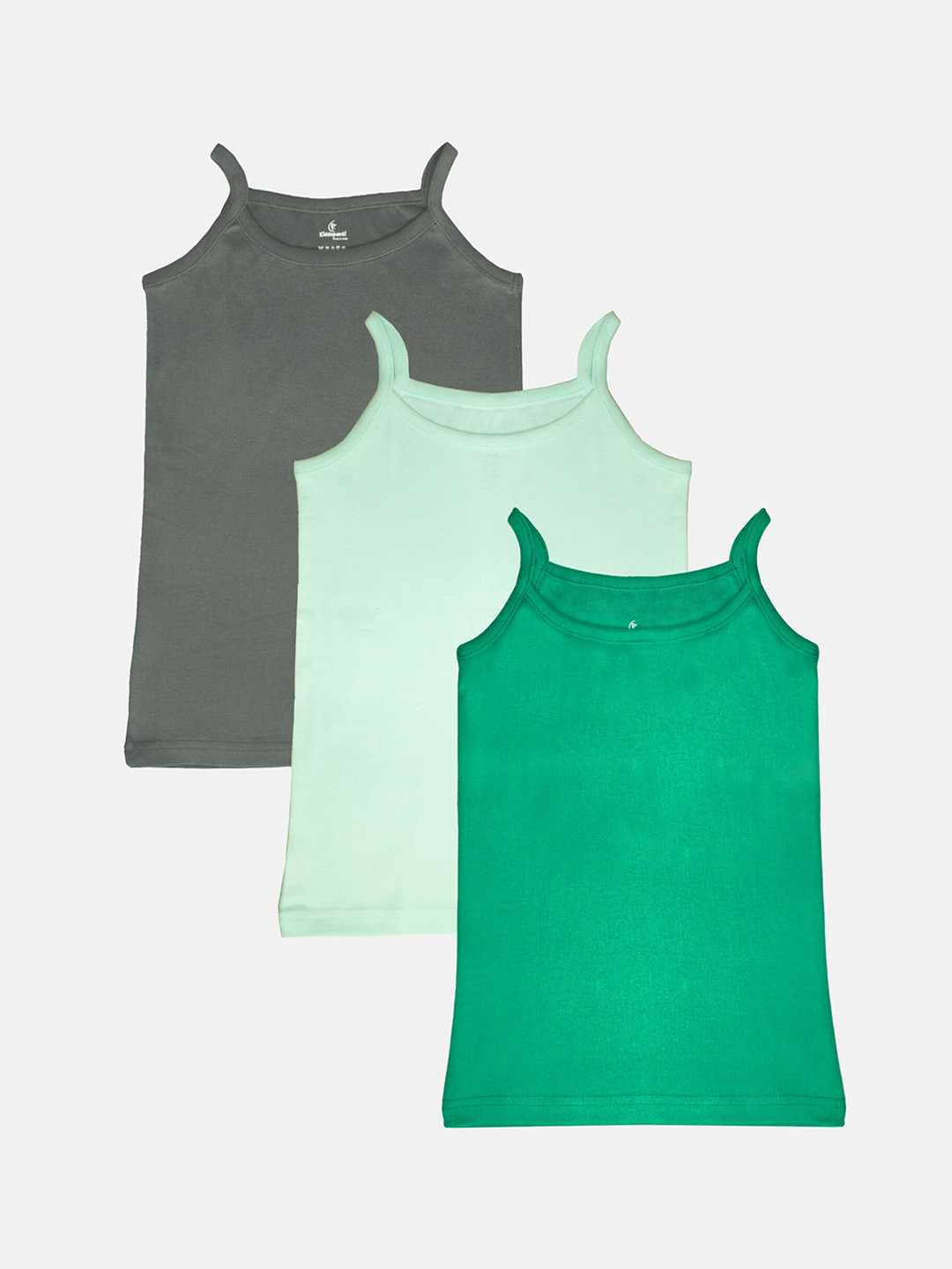 

KiddoPanti Girls Pack Of 3 Pure Cotton Bio-Wash Camisoles, Grey