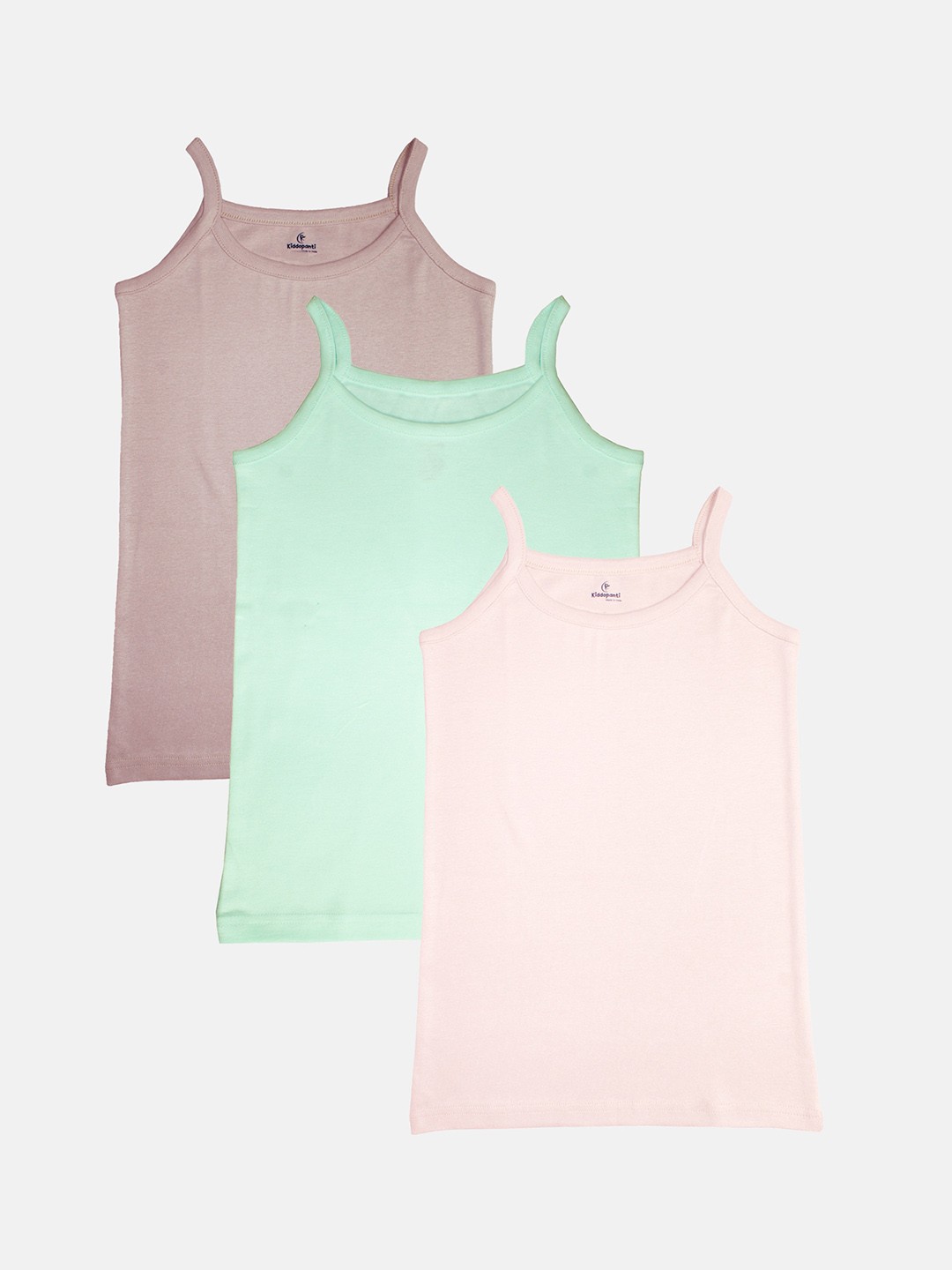 

KiddoPanti Girls Pack Of 3 Pure Cotton Camisole, Green