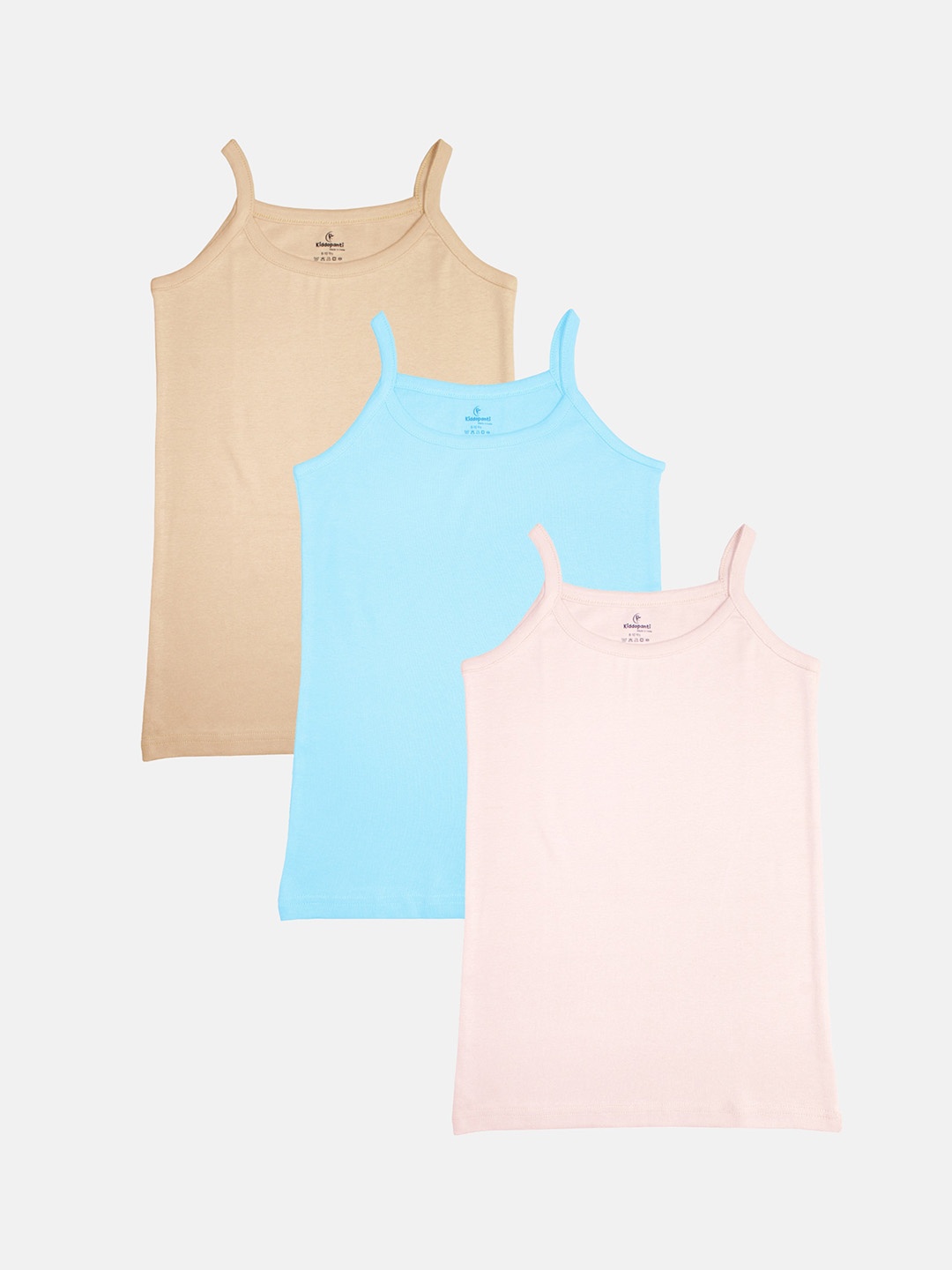 

KiddoPanti Girls Pack of 3 Pure Cotton Sleeveless Camisoles, Beige