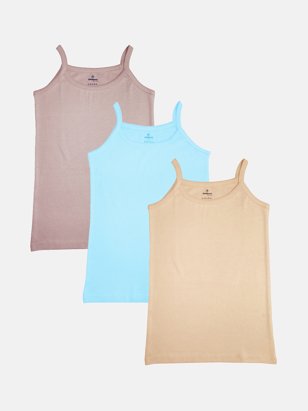 

KiddoPanti Girls Pack Of 3 Pure Cotton Bio-Wash Camisoles, Mauve