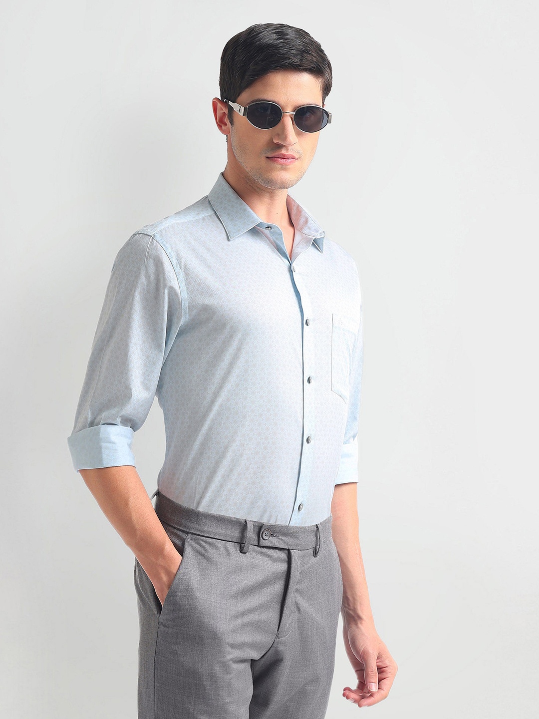 

Arrow Men Opaque Printed Formal Shirt, Blue