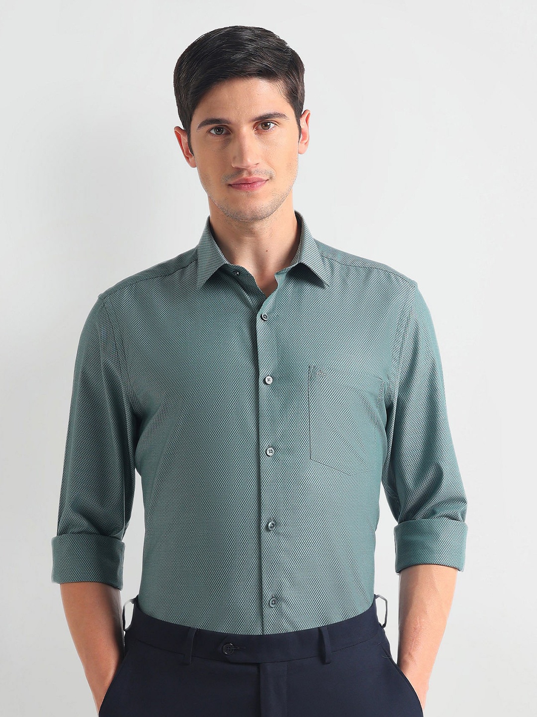 

Arrow Men Opaque Formal Shirt, Green