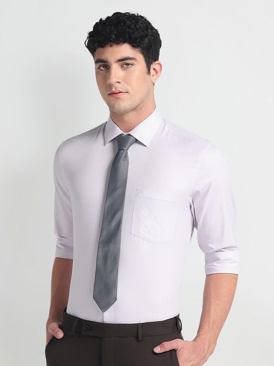

Arrow Opaque Spread Collar Formal Shirt, Purple