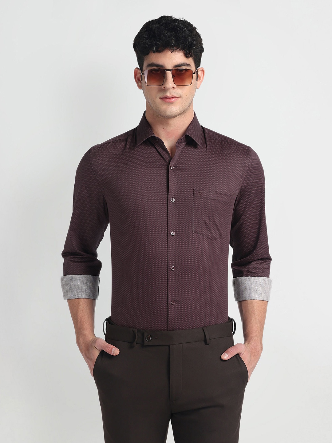 

Arrow Men Slim Fit Opaque Formal Shirt, Red
