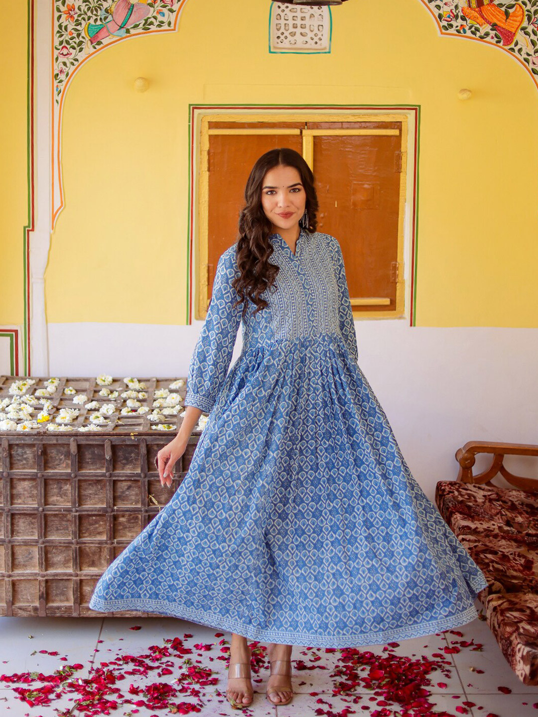 

Chandbaali Floral Print Maxi Dress, Blue