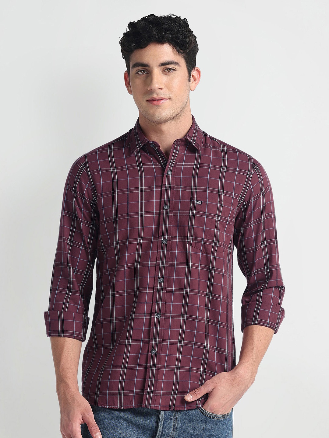 

Arrow Sport Men Slim Fit Opaque Checked Casual Shirt, Red