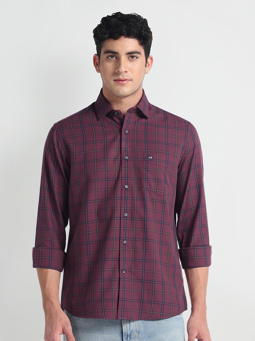 

Arrow Sport Men Slim Fit Opaque Checked Casual Shirt, Red